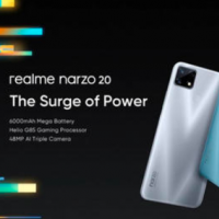 Realme Narzo 20系列手机配备65W SuperDart充电功能